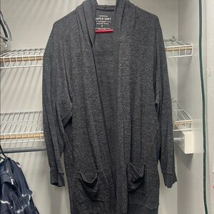 torrid Charcoal Gray Open-Front Hooded Cardigan